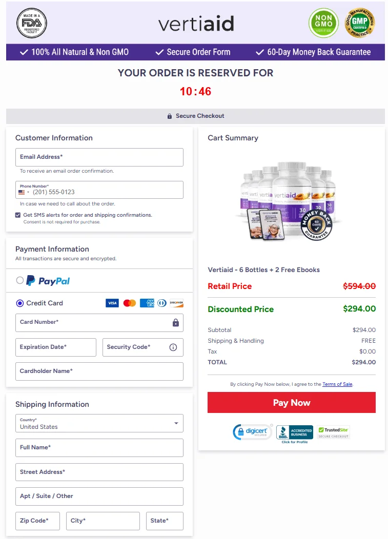 VertiAid - Order Page